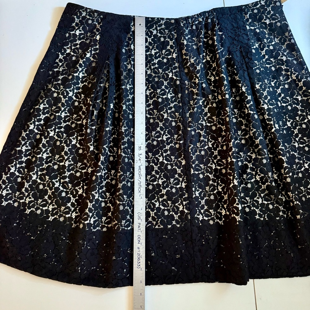 Talbots Elegant Black and White Lace A-Line Skirt